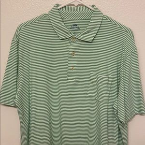 Peter Millar - Green and white striped polo